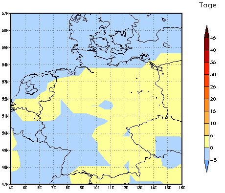 Gebietsmittel dieses Klimalaufs: 0 Tage