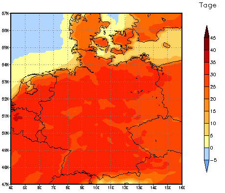 Gebietsmittel dieses Klimalaufs: +30 Tage