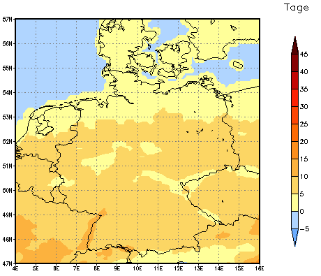 Gebietsmittel dieses Klimalaufs: +6 Tage