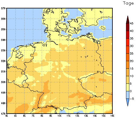 Gebietsmittel dieses Klimalaufs: +7 Tage