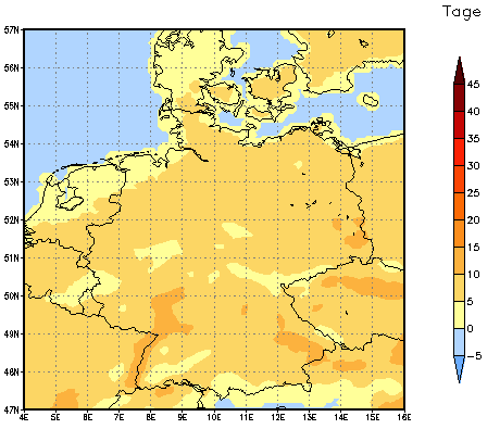 Gebietsmittel dieses Klimalaufs: +8 Tage