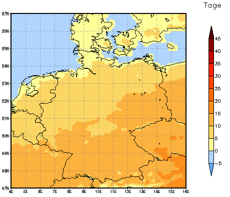 Gebietsmittel dieses Klimalaufs: +10 Tage