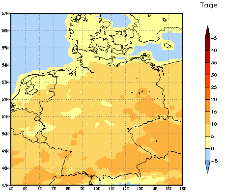 Gebietsmittel dieses Klimalaufs: +9 Tage