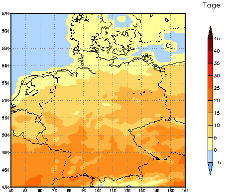 Gebietsmittel dieses Klimalaufs: +10 Tage