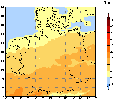 Gebietsmittel dieses Klimalaufs: +9 Tage