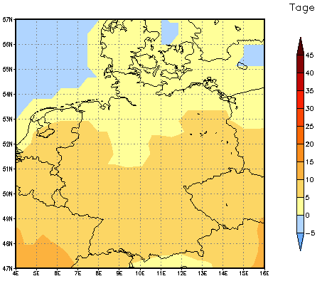 Gebietsmittel dieses Klimalaufs: +6 Tage