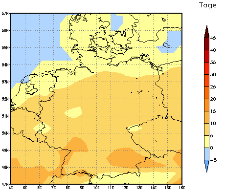 Gebietsmittel dieses Klimalaufs: +7 Tage