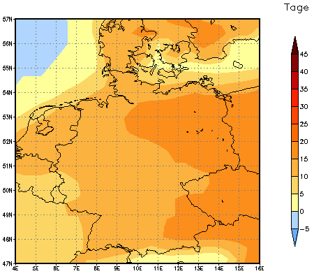 Gebietsmittel dieses Klimalaufs: +16 Tage