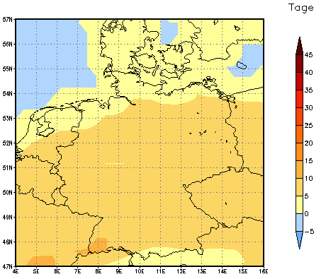 Gebietsmittel dieses Klimalaufs: +7 Tage