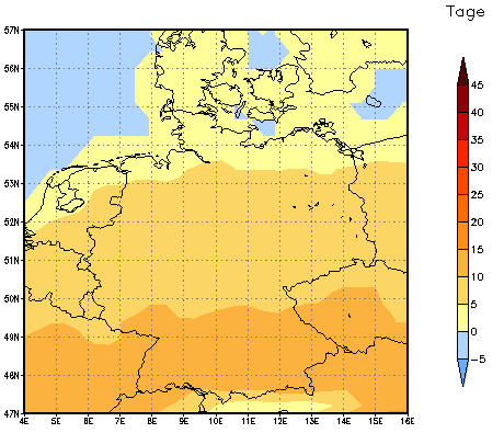 Gebietsmittel dieses Klimalaufs: +7 Tage