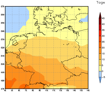 Gebietsmittel dieses Klimalaufs: +6 Tage