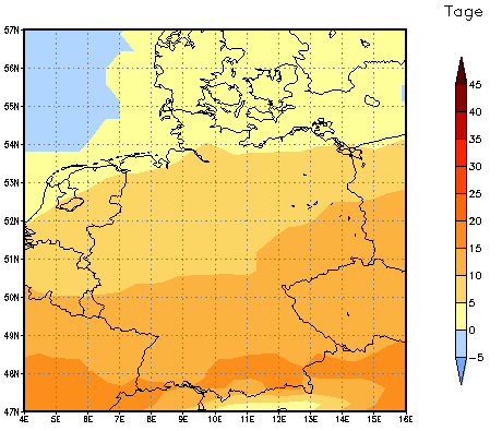 Gebietsmittel dieses Klimalaufs: +9 Tage