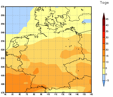 Gebietsmittel dieses Klimalaufs: +9 Tage