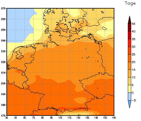 Gebietsmittel dieses Klimalaufs: +18 Tage