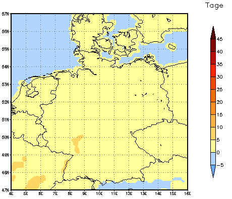 Gebietsmittel dieses Klimalaufs: +3 Tage