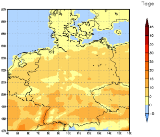 Gebietsmittel dieses Klimalaufs: +5 Tage