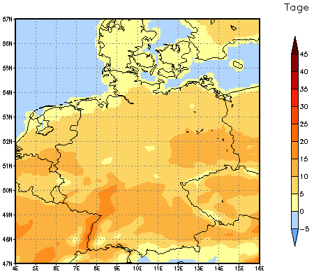 Gebietsmittel dieses Klimalaufs: +9 Tage