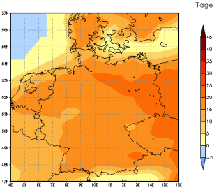 Gebietsmittel dieses Klimalaufs: +15 Tage