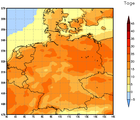 Gebietsmittel dieses Klimalaufs: +22 Tage