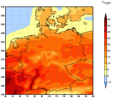 Gebietsmittel dieses Klimalaufs: +25 Tage