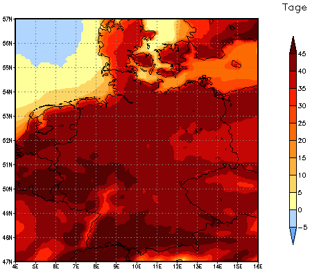 Gebietsmittel dieses Klimalaufs: +40 Tage