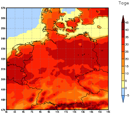 Gebietsmittel dieses Klimalaufs: +37 Tage