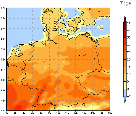 Gebietsmittel dieses Klimalaufs: +17 Tage