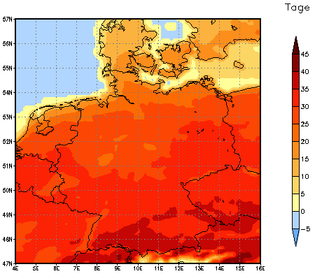 Gebietsmittel dieses Klimalaufs: +30 Tage