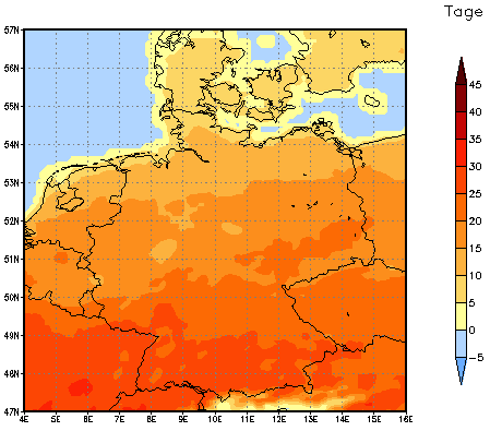 Gebietsmittel dieses Klimalaufs: +18 Tage