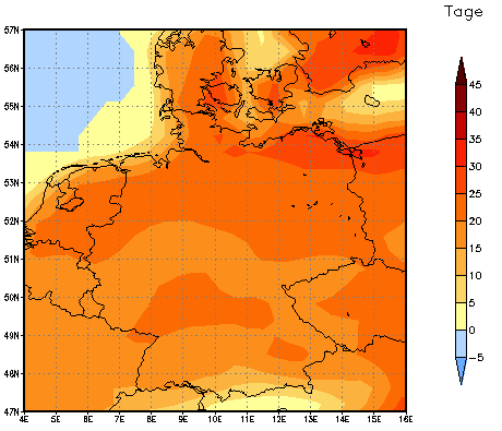 Gebietsmittel dieses Klimalaufs: +23 Tage