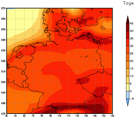 Gebietsmittel dieses Klimalaufs: +29 Tage