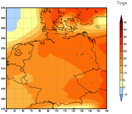 Gebietsmittel dieses Klimalaufs: +23 Tage