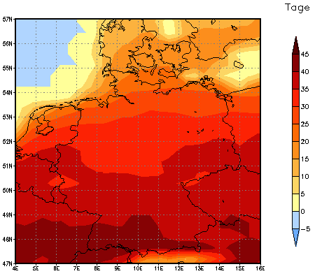 Gebietsmittel dieses Klimalaufs: +33 Tage