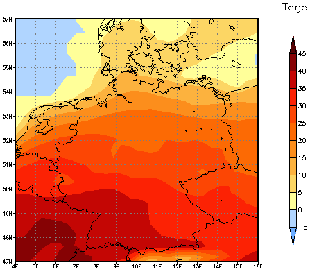 Gebietsmittel dieses Klimalaufs: +22 Tage