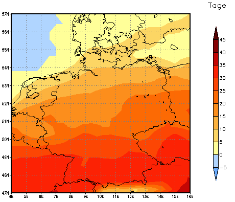 Gebietsmittel dieses Klimalaufs: +19 Tage