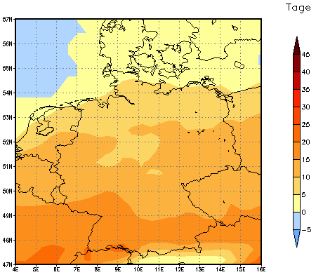 Gebietsmittel dieses Klimalaufs: +10 Tage