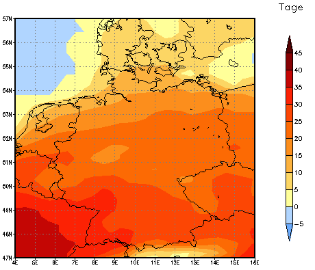 Gebietsmittel dieses Klimalaufs: +22 Tage