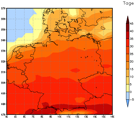 Gebietsmittel dieses Klimalaufs: +27 Tage