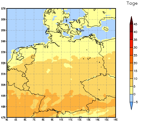 Gebietsmittel dieses Klimalaufs: +3 Tage