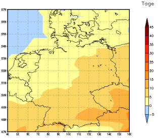 Gebietsmittel dieses Klimalaufs: +4 Tage