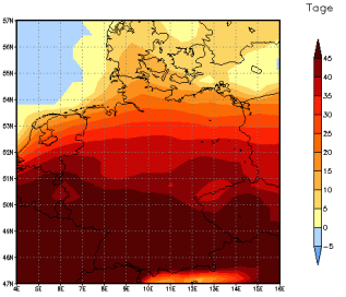 Gebietsmittel dieses Klimalaufs: +40 Tage