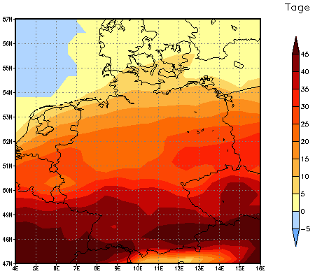 Gebietsmittel dieses Klimalaufs: +28 Tage