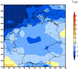 Gebietsmittel dieses Klimalaufs: -2 Tage