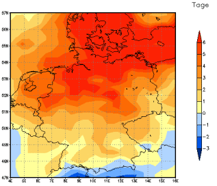 Gebietsmittel dieses Klimalaufs: +4 Tage