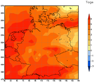 Gebietsmittel dieses Klimalaufs: +5 Tage