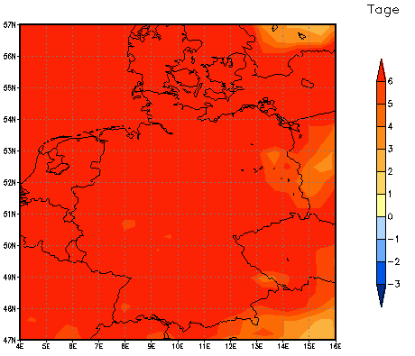 Gebietsmittel dieses Klimalaufs: +7 Tage