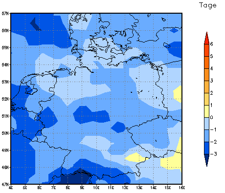 Gebietsmittel dieses Klimalaufs: -2 Tage