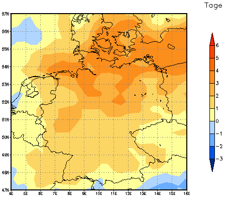 Gebietsmittel dieses Klimalaufs: +2 Tage