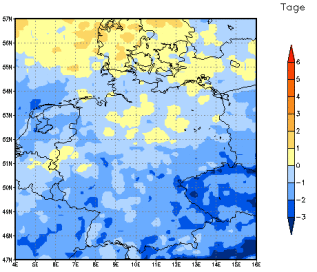 Gebietsmittel dieses Klimalaufs: -1 Tage