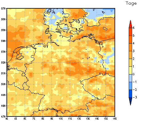 Gebietsmittel dieses Klimalaufs: +3 Tage